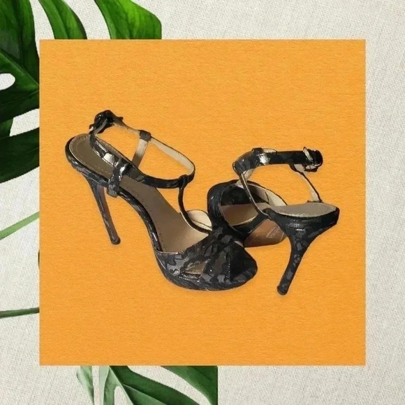 -Charles by Charles David lace high heel size 8 blk/silver color - Picture 3 of 9